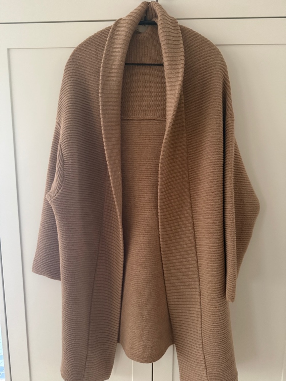 Babaton Ribbed Open-Front Cardigan in Camel Brown